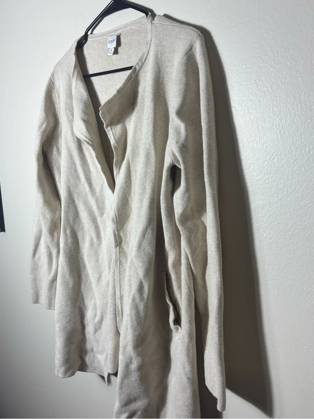 J.Crew Open Front Cardigan Sweater Jacket Blazer Knit Beige M